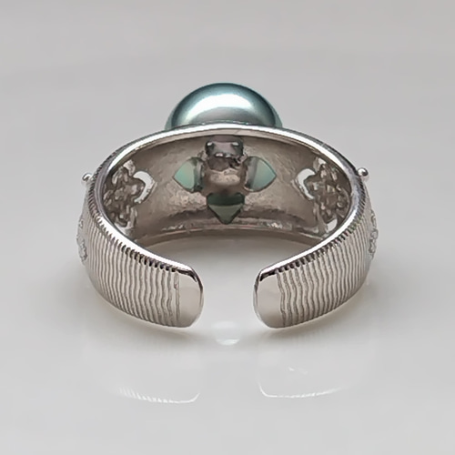 黒蝶真珠 タヒチ 南洋パール 高品質 絶品照り s925リング 指輪