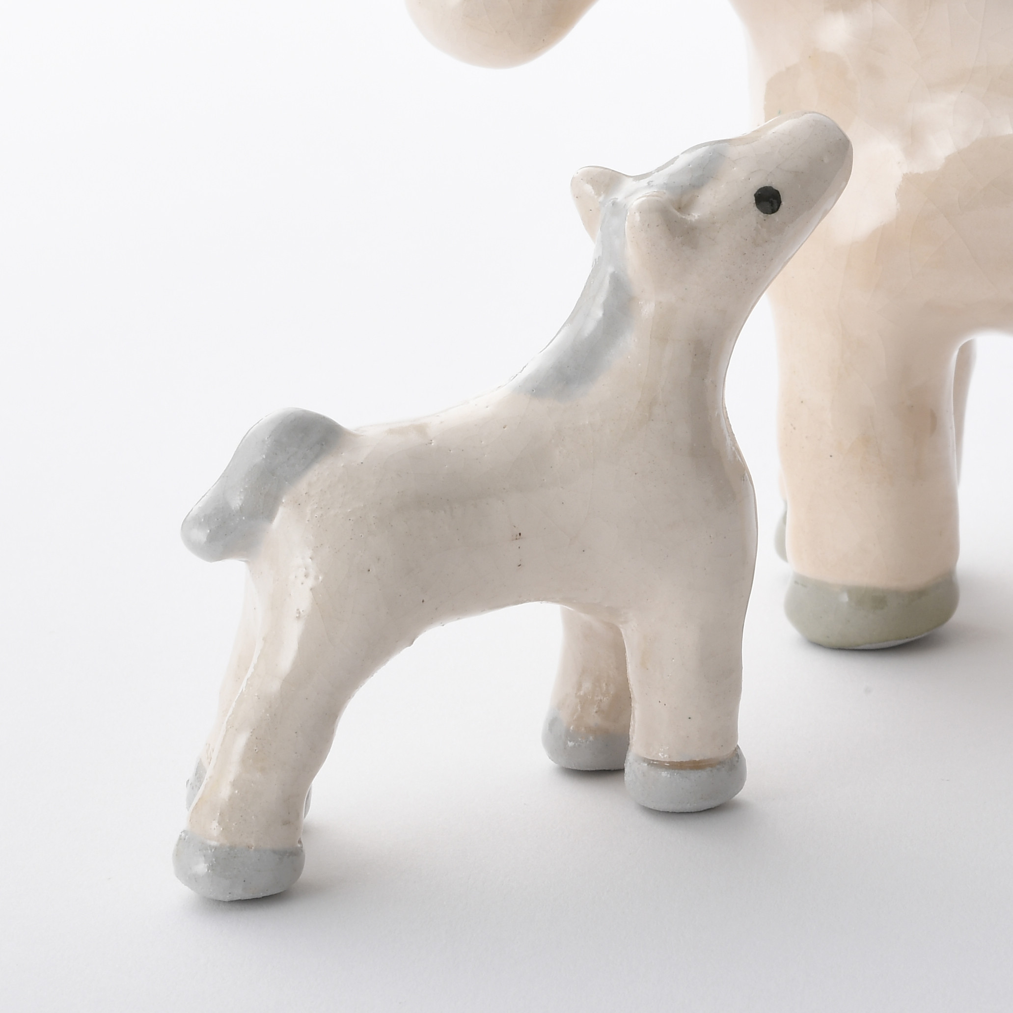 2026年干支　楽焼〚親子馬セット（白）〛置物（※「子」のみの単品販売）楽入窯製　手描き　馬 午　正月　縁起物