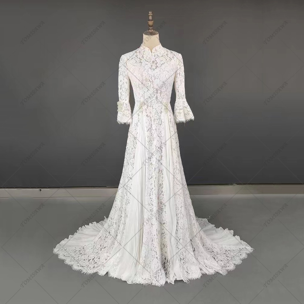 総レース ウェディングドレス  二次会 発表会 結婚式ドレス F657