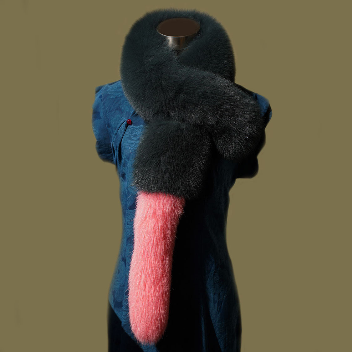 秋冬限定 マフラー 肩飾り カラーリング フォックスファー もこもこ あったかい アクセサリー AK365