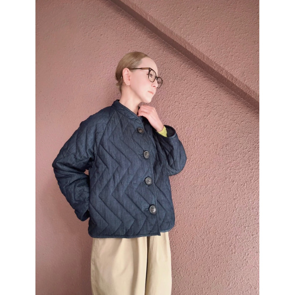 選擇您的長度❤️輕盈保暖❤️牛仔布料❤️原創縫線❤️人字形絎縫❤️加厚牛仔外套 第13張的照片