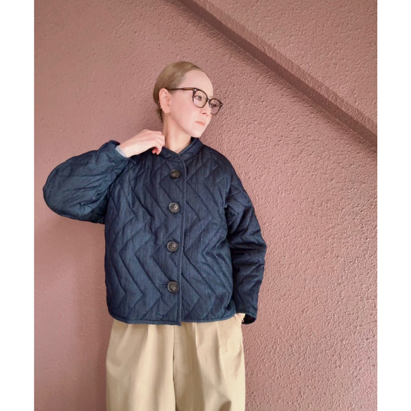 選擇您的長度❤️輕盈保暖❤️牛仔布料❤️原創縫線❤️人字形絎縫❤️加厚牛仔外套 第6張的照片