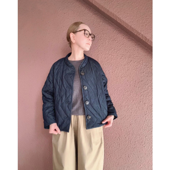 選擇您的長度❤️輕盈保暖❤️牛仔布料❤️原創縫線❤️人字形絎縫❤️加厚牛仔外套 第12張的照片