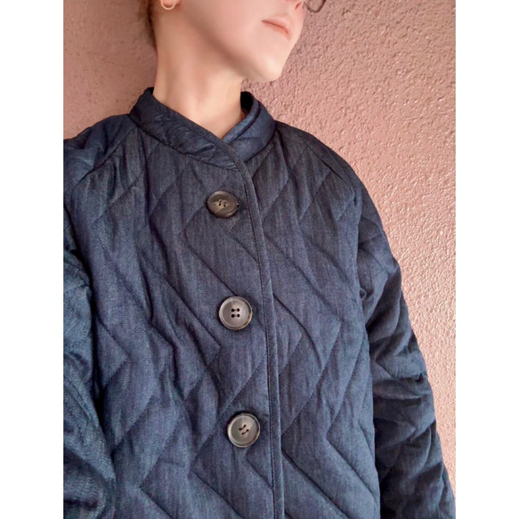 選擇您的長度❤️輕盈保暖❤️牛仔布料❤️原創縫線❤️人字形絎縫❤️加厚牛仔外套 第4張的照片