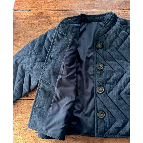 選擇您的長度❤️輕盈保暖❤️牛仔布料❤️原創縫線❤️人字形絎縫❤️加厚牛仔外套 第8張的照片