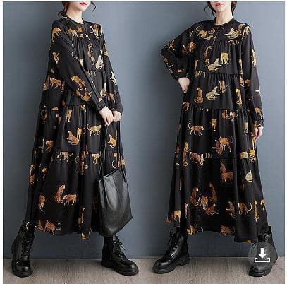 大きいサイズ レディース ロング　ワンピース　春 秋冬 新品 長袖