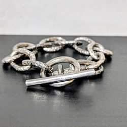 純銀鎚目バングル極太 シルバー ブレスレット バングル 太い 大きい 夏