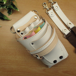 本革 ハンドメイド 8丁差し シザーケース (ブラウン×ディープグリーン