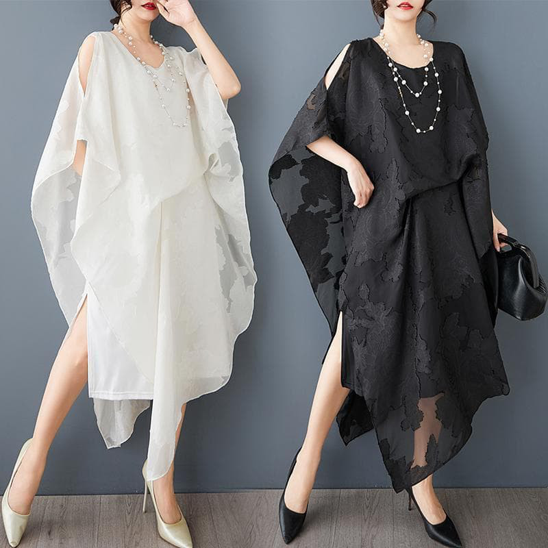 大きいサイズ ワンピース　レディース 春夏　 新品 イレギュラー　ジャガード