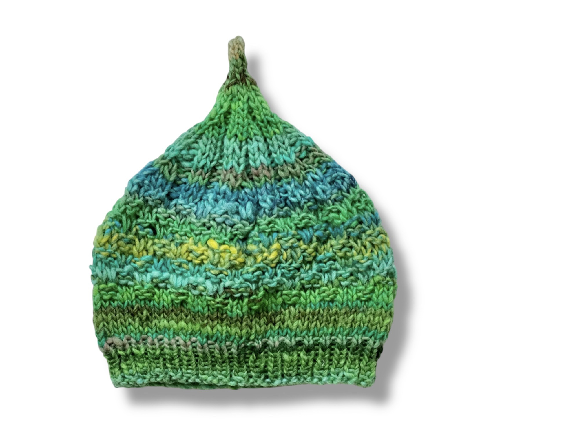 １点限定！新作2025 野呂英作毛糸使用どんぐりニット帽子　手編み　イエローグリーン　フリーサイズ・プチギフト