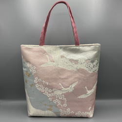 着物 帯 帯締め ハンドメイド トートバッグ リメイク 金 桜 さくら 六