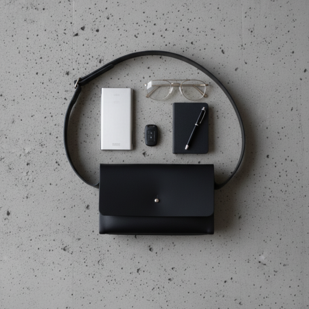 イタリアンレザー・ブラック本革サコッシュ｜極シンプルなミニバッグ