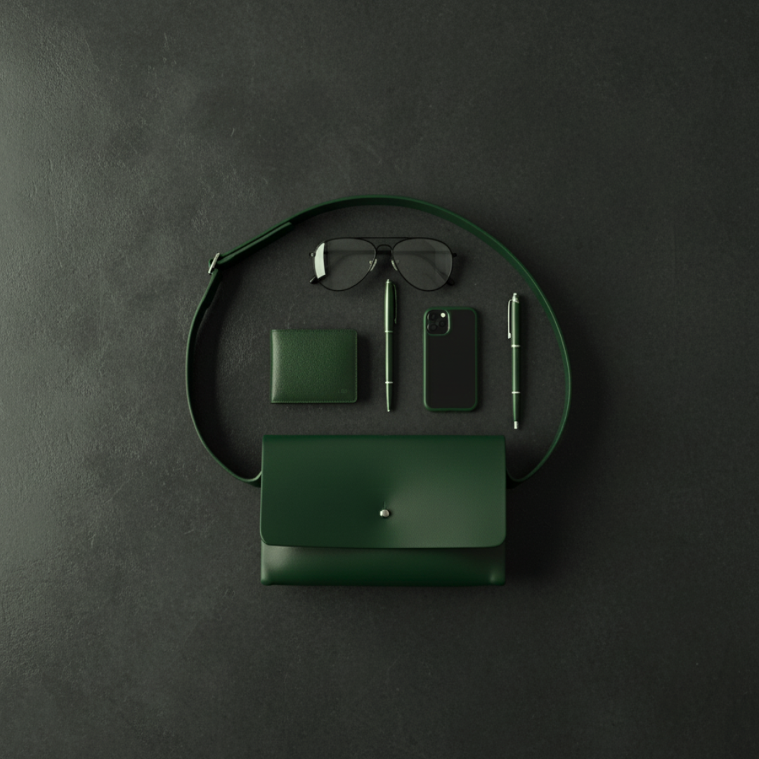 イタリアンレザー・深緑サコッシュ｜大人の本革ミニショルダーバッグ