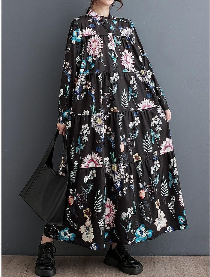 大きいサイズ　レディース 花柄　ワンピース　春 秋冬 新品 長袖　ゆったり 5,165円