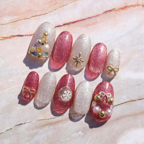 クリスマスネイル （No.22）｜クリスマス｜冬ネイル｜マグネット