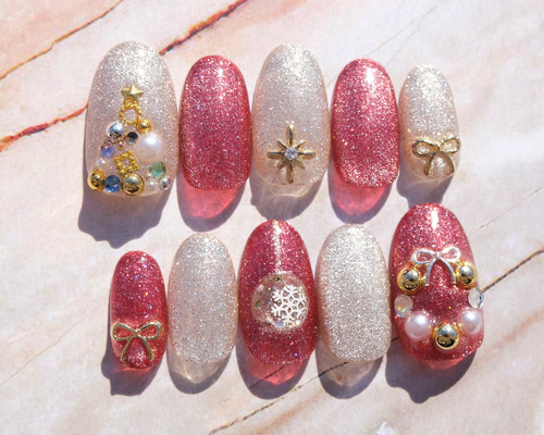 クリスマスネイル （No.22）｜クリスマス｜冬ネイル｜マグネット
