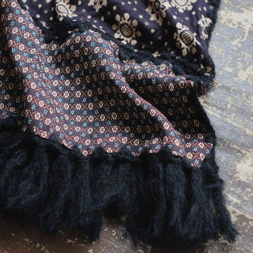 新作2026【新色】主役級マフラー！柄生地パッチワーク大判ストール