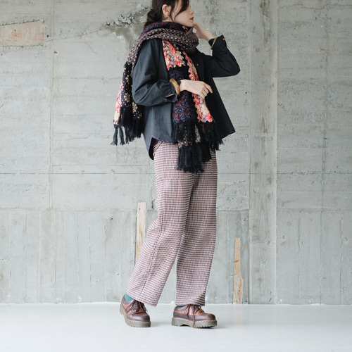 新作2026【新色】主役級マフラー！柄生地パッチワーク大判ストール