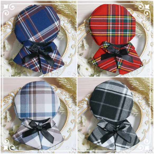 10cm〜12cmぬい服 【4色展開】クラシカルチェックケープ(ベレー帽追加