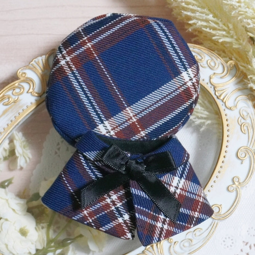 10cm〜12cmぬい服 【4色展開】クラシカルチェックケープ(ベレー帽追加