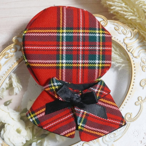10cm〜12cmぬい服 【4色展開】クラシカルチェックケープ(ベレー帽追加