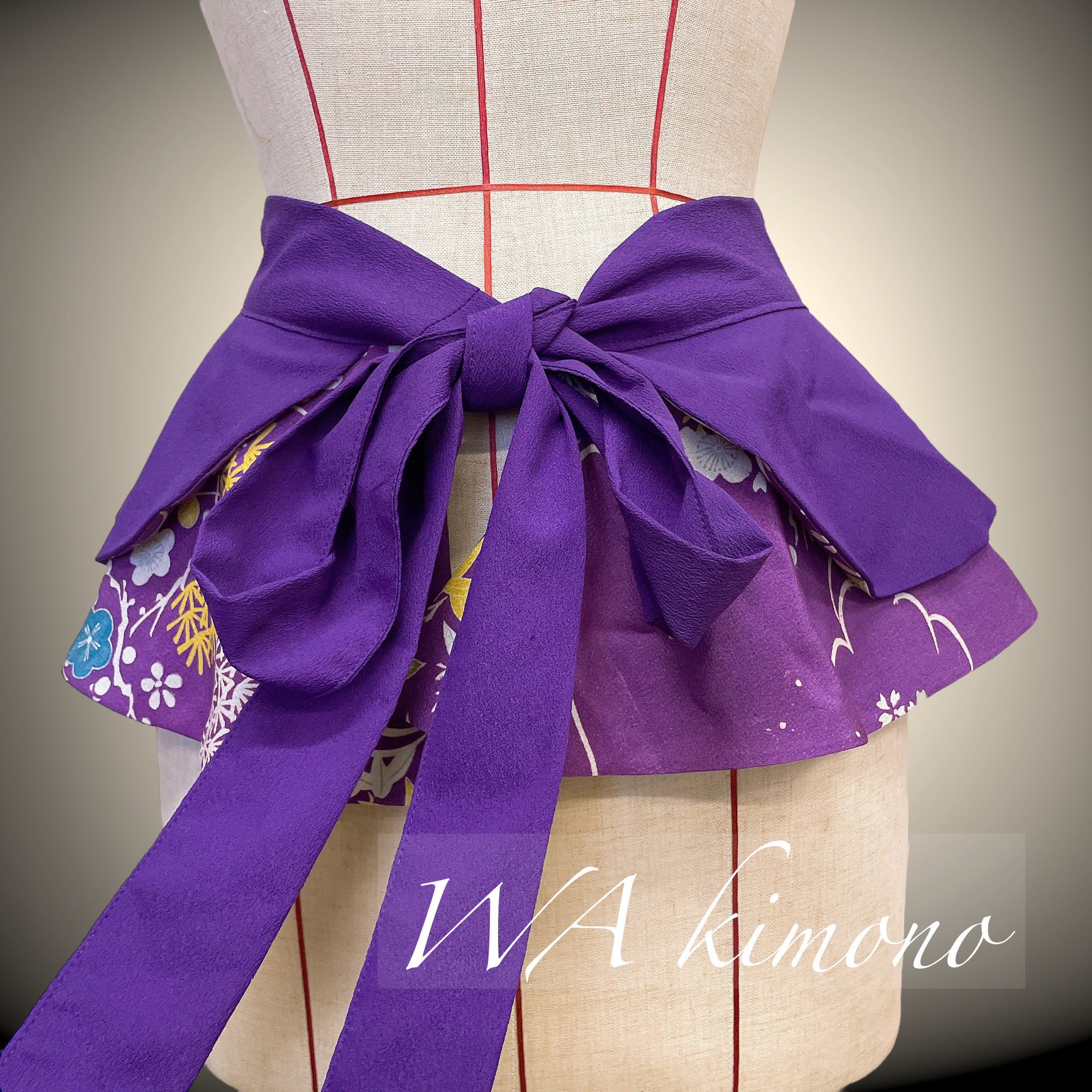 フリルサッシュベルト リボン ウエスト 67〜87cm  太ベルト 着物リメイク 衣装 N71209