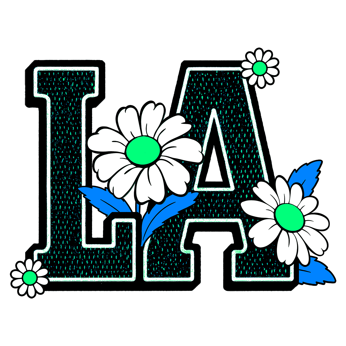 Bloom in LA　ネイビー ロゴ　ブラックTシャツ　【 インクジェット 】