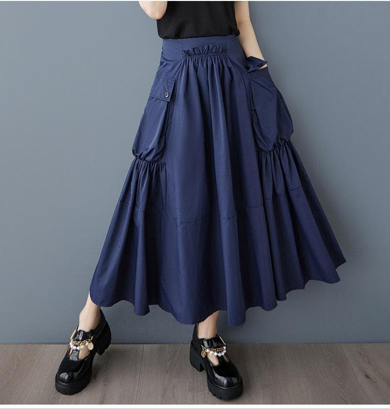 スカート　ミディアム　大きいサイズ レディース 春夏　 新品 ポケット