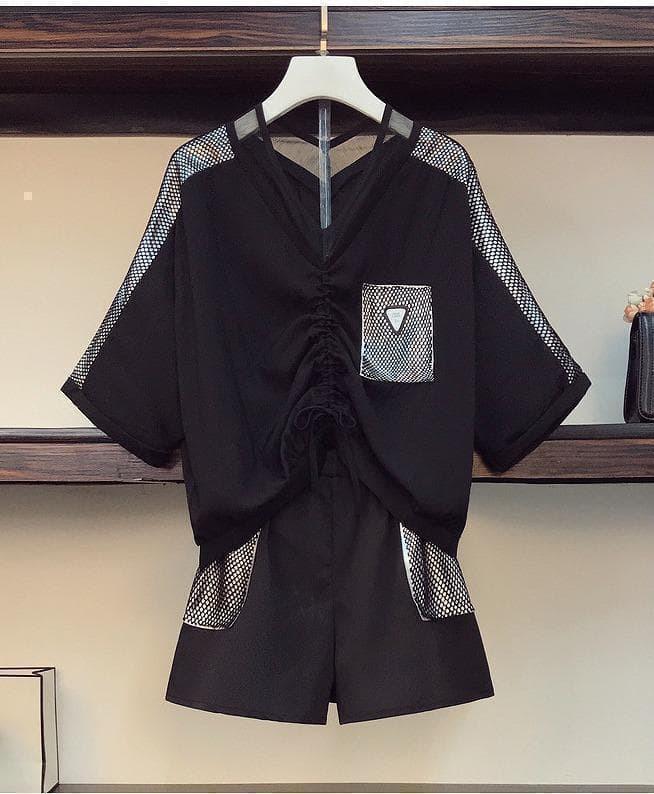 大きいサイズ　レディース　春夏　セットアップ　トップス　ショートパンツ