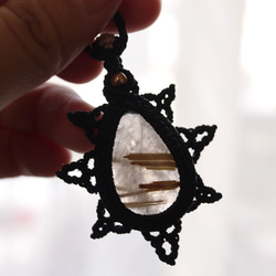 ルチルクォーツ天然石マクラメネックレスmac441エスニックアジアンエキゾチックなアレルギーフリーのアクセサリー 12枚目の画像