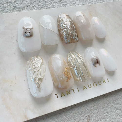 馬 2026年 ネイルチップ 干支 ウマ うま 十二支 成人式 振袖 ポップ