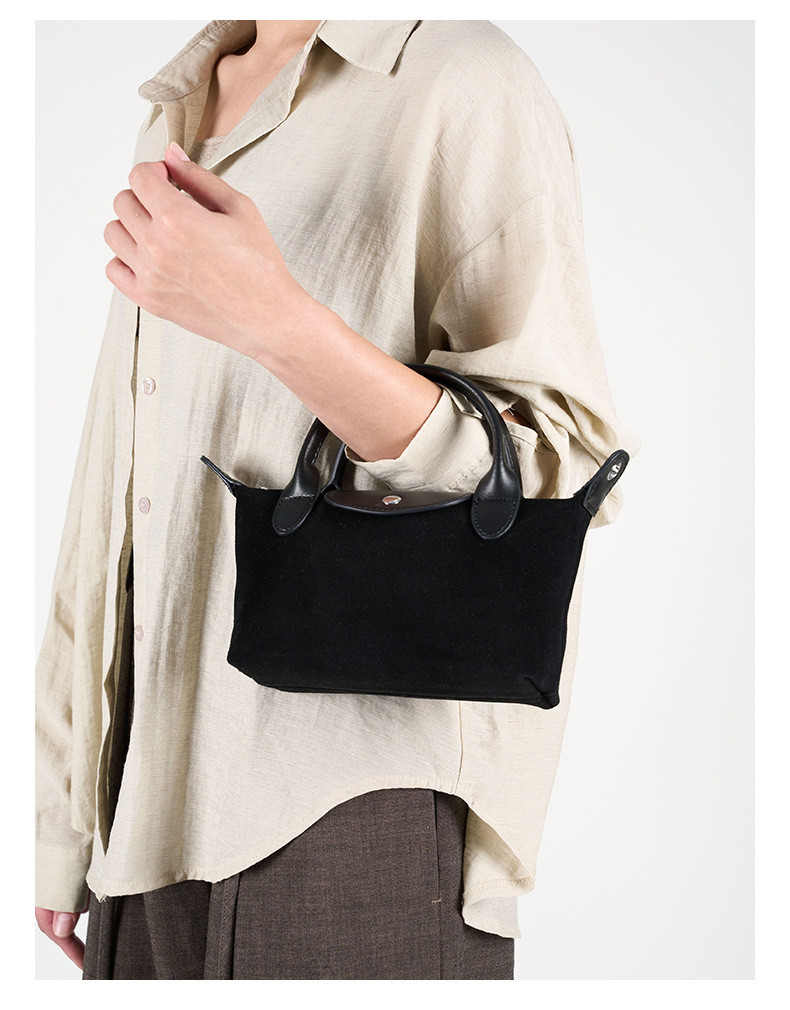 スエード調レザーのミニショルダー｜ふんわり柔らかな質感を楽しむ2WAYバッグ