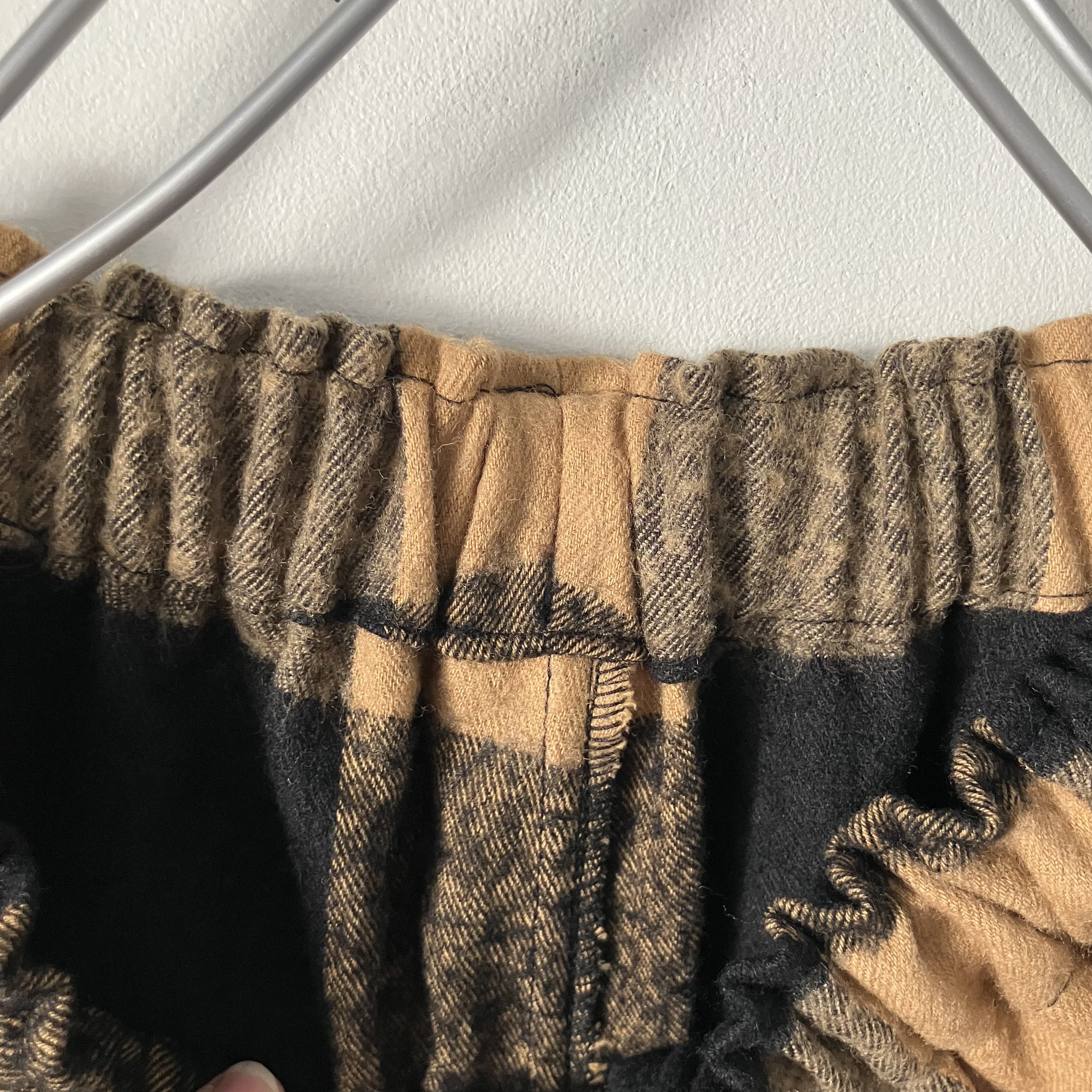 ウールチェックのゆったりパンツ(054)