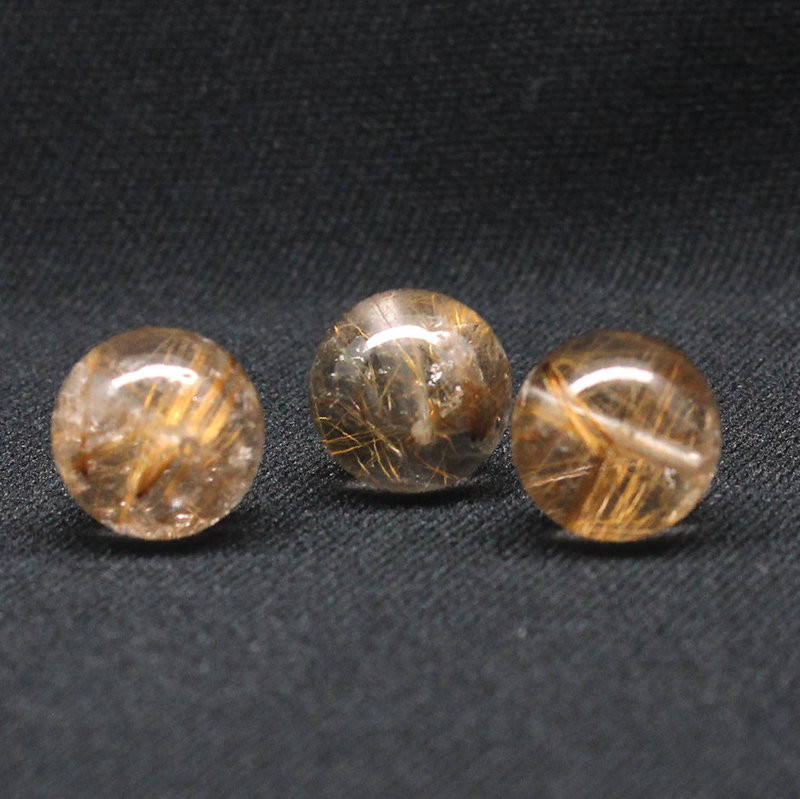 3珠セット 訳アリ ブラウン＆コッパーカラールチルクォーツ 14mm 針が美しい一点物 【GHTU30 12g】京海堂