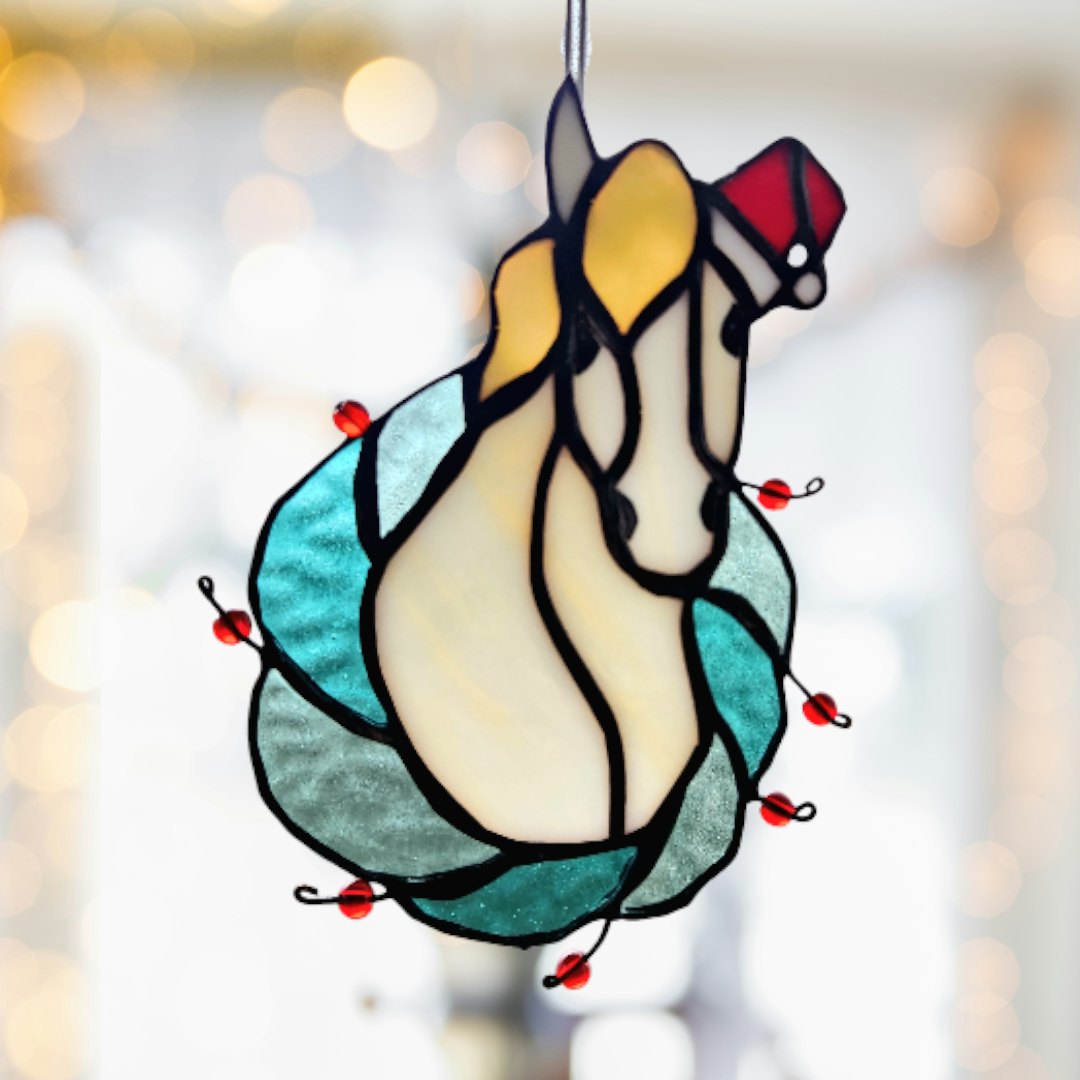 クリスマスホース　ステンドグラス雑貨　インテリアアクセント　サンキャッチャー　干支年　プチギフト　プレゼント　送料無料