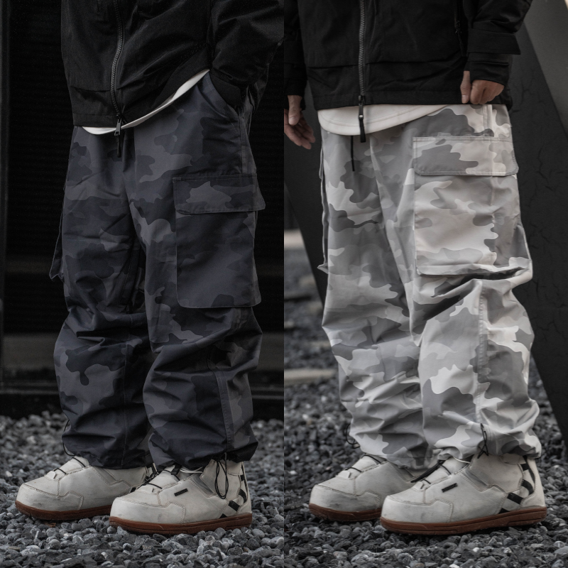 25-26秋冬限定 スノーボードウェア パンツ ズボン 迷彩 グレー 撥水 メンズ レディース スキーウェア SN025