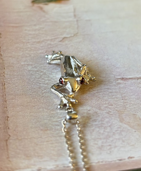 H様ご注文　おめ目がガーネットアカメアマガエルのネックレス 7枚目の画像