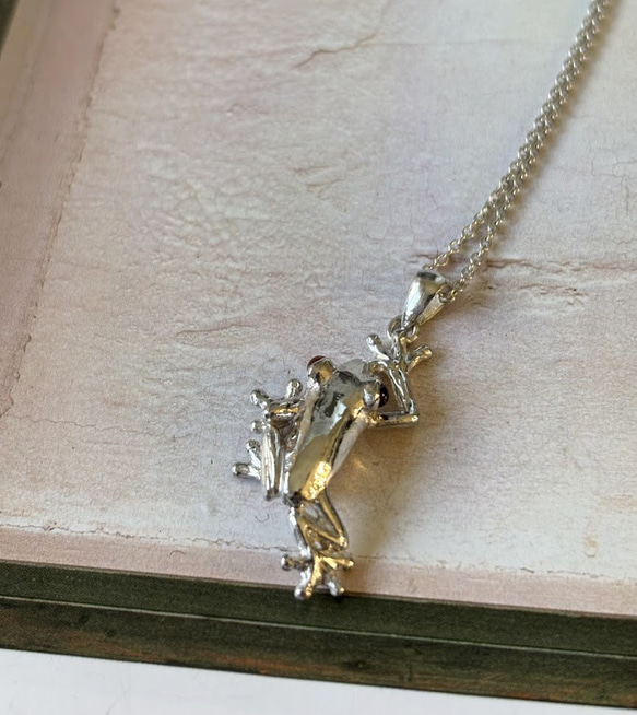 H様ご注文　おめ目がガーネットアカメアマガエルのネックレス 4枚目の画像