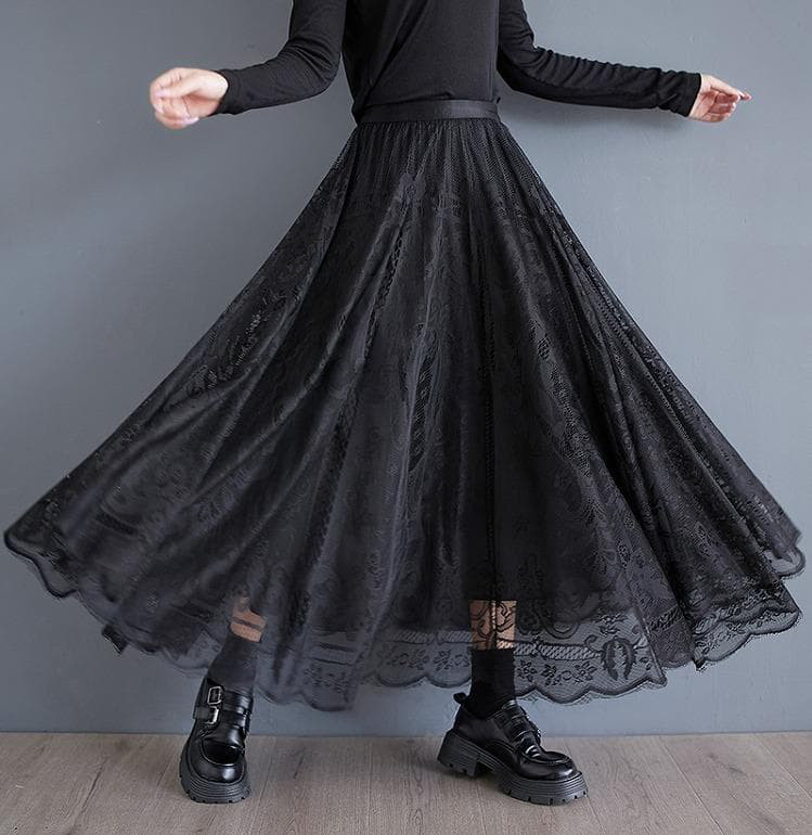 大きいサイズ ロング　スカート　レース　レディース 秋冬　春 新品