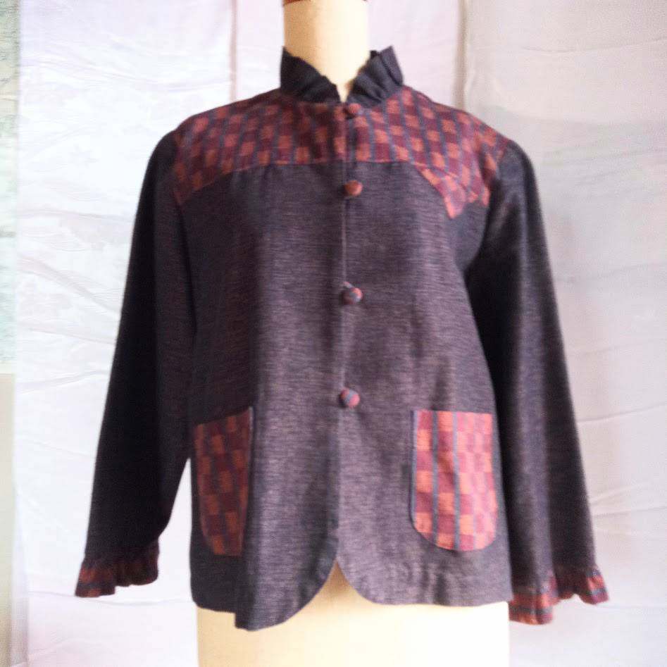 【久留米絣】古布 パッチワーク ジャケット 個性的 ゆったりサイズ