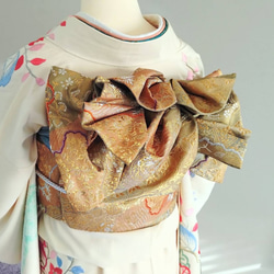 セール＊可憐な華紋 振袖用祝い帯 作り帯付け帯 胴巻き〜90cm シルク