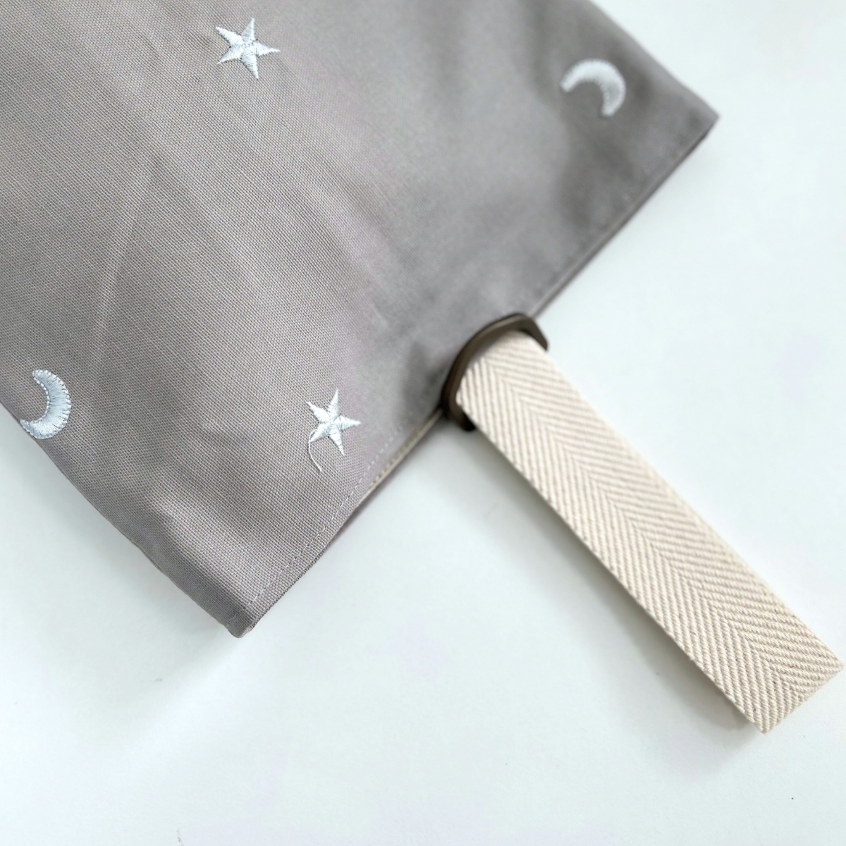 〈入園·入学〉星＆月刺繍×オックス　5点セット　グレージュ　デコレクションズさまの生地使用　★おなまえシールプレゼント