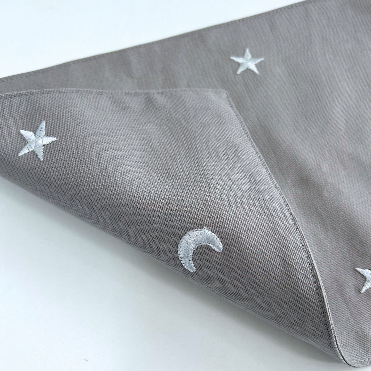 〈入園·入学〉星＆月刺繍×オックス　5点セット　グレージュ　デコレクションズさまの生地使用　★おなまえシールプレゼント