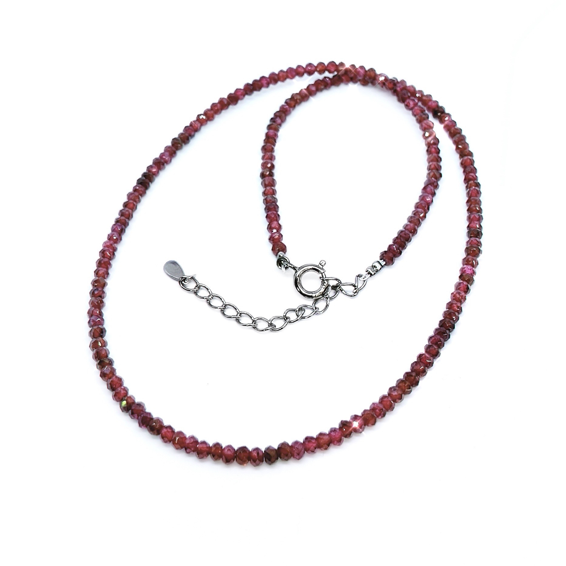 ガーネット 小粒 ネックレス sv925 レッド 赤 ワイン キラキラ シンプル 天然石 シルバー 1月誕生石 還暦祝い