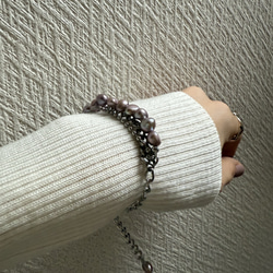 ーlayer pearl braceletsilverー　サージカルステンレス　チェーンブレスレット　パール 8枚目の画像