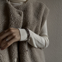 ーlayer pearl braceletsilverー　サージカルステンレス　チェーンブレスレット　パール 1枚目の画像