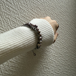 ーlayer pearl braceletsilverー　サージカルステンレス　チェーンブレスレット　パール 11枚目の画像