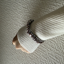 ーlayer pearl braceletsilverー　サージカルステンレス　チェーンブレスレット　パール 10枚目の画像