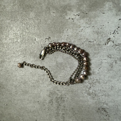 ーlayer pearl braceletsilverー　サージカルステンレス　チェーンブレスレット　パール 7枚目の画像