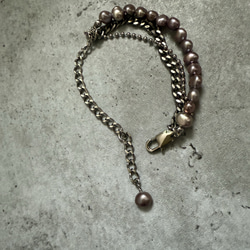 ーlayer pearl braceletsilverー　サージカルステンレス　チェーンブレスレット　パール 16枚目の画像